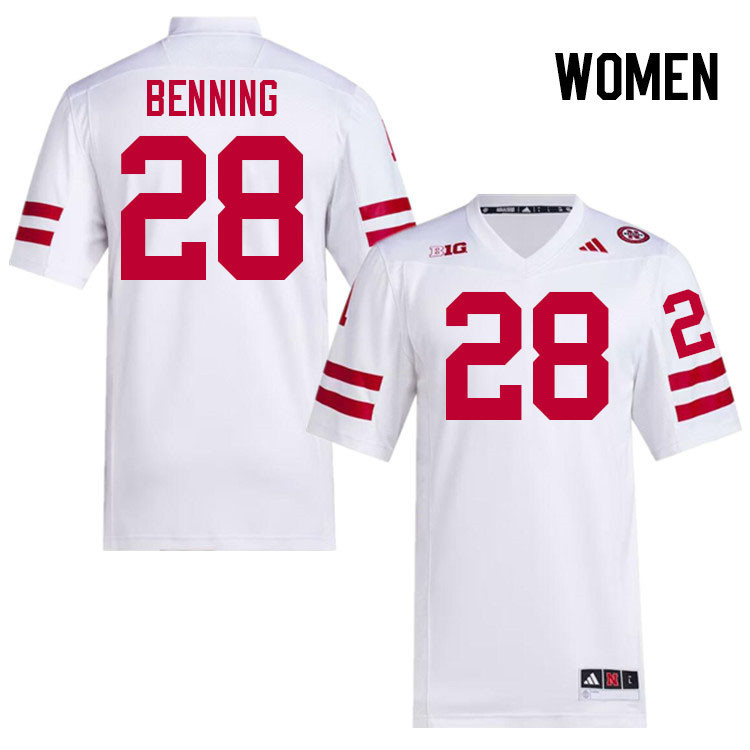 Women #28 Caleb Benning Nebraska Cornhuskers College Football Jerseys Stitched Sale-White